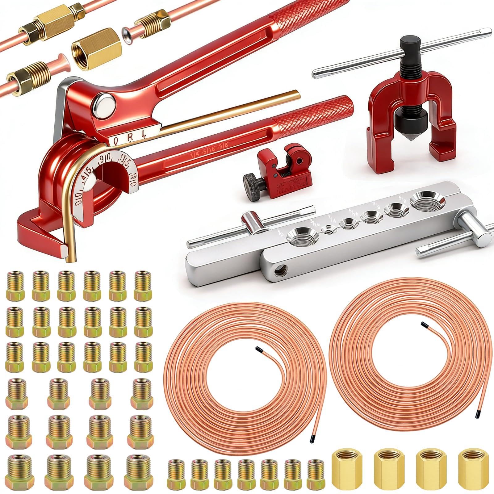 smseace 55Pack 3/16 Inch+1/4 Inch Brake line kit Include 25 FT